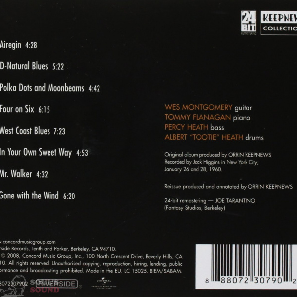 Wes Montgomery Incredible Jazz Guitar CD