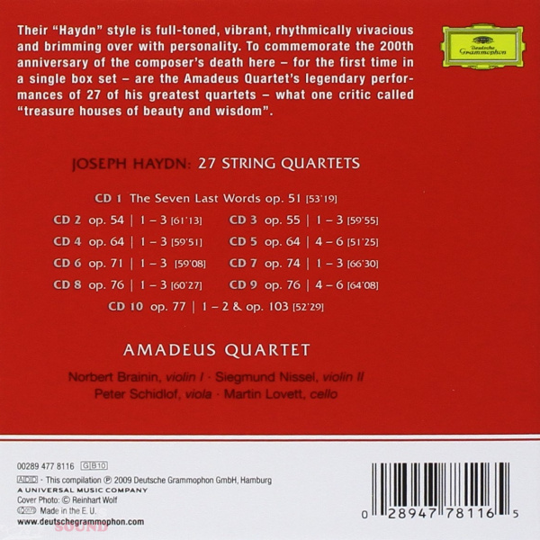 Amadeus Quartet Haydn : 27 String Quartets 10 CD