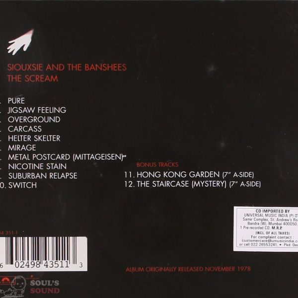 Siouxsie And The Banshees Scream (Remastered) CD
